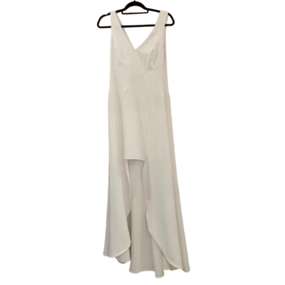 BCBG~Eve~WHITE HIGH LOW SLEEVELESS LONG MAXI DRESS FORMAL SIZE 6 NWT